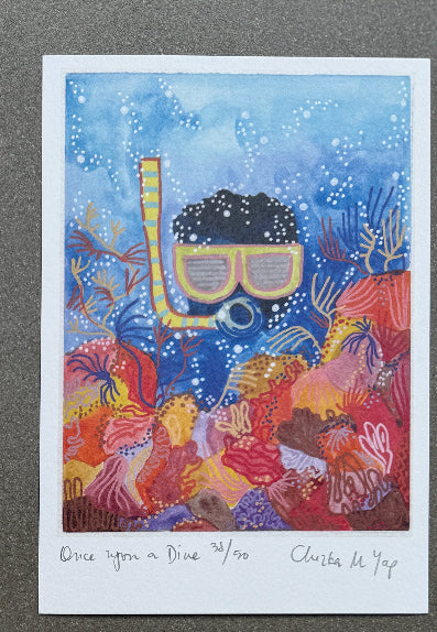 Once upon a Dive Art Print by Purple Seaweed Studio