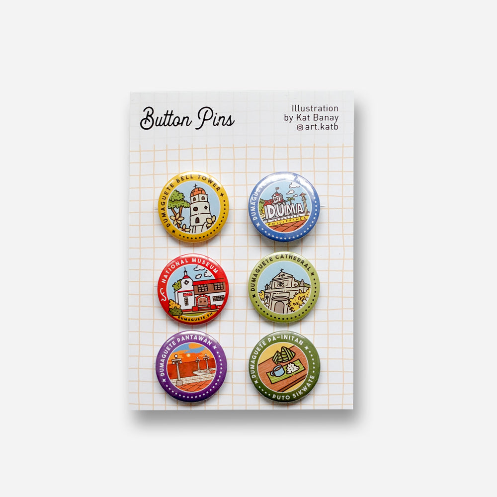 Dumaguete Button Pins Set by Kat Banay