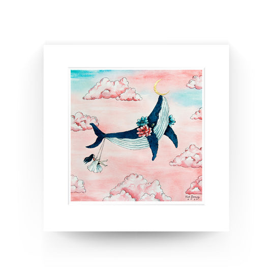 whale, watercolor, art, artistic, Kat Banay, Dumaguete city, Negros Oriental, gold leaf, sky, nature, pink, decor, decoration, wall, office, tourist, spot, resort, home, airbnb, limited edition, girl, tropical, moon, native home, Art Gallery by Pinspired, Pinspired Art Souvenirs, Negros Oriental, Filipino, Philippines, dreamy, flowers, girl room