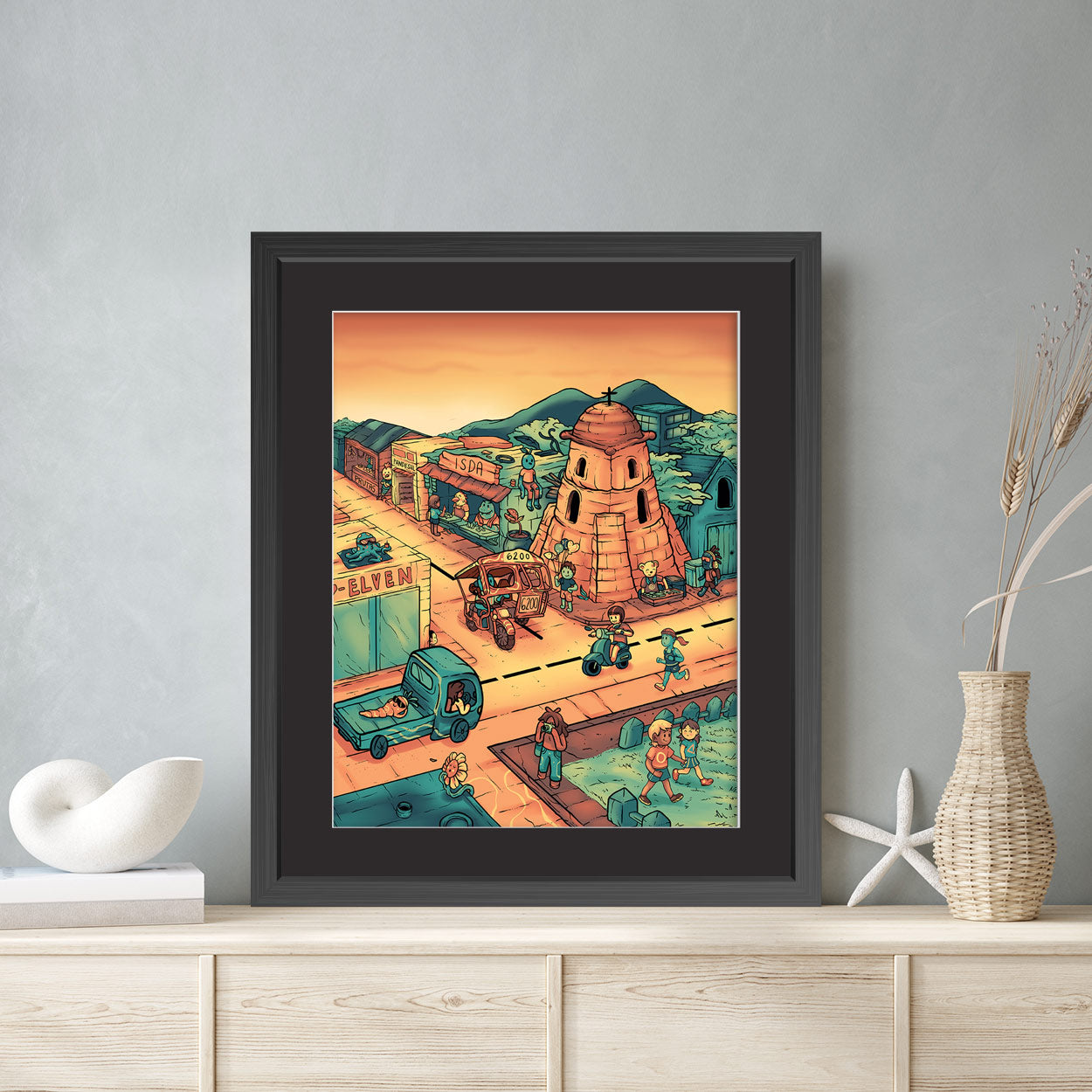 Cil Flores Dumaguete city Belfry Tourist Gentle People cover design vintage wall decoration limited digital