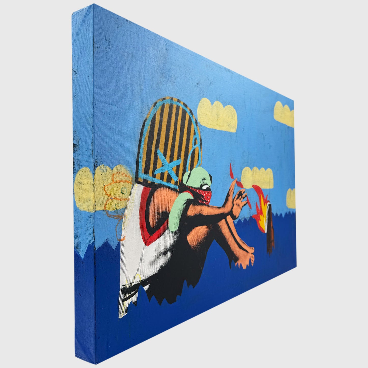 Karatula, Dumaguete Art Scene, Pinspired Art Gallery, Collector, Original, Artwork, Artist, Filipino, Philippines, Book inspired, Exhibition, Book: Ang munting gamo-gamo, Contemporary, Acrylic, Canvas, Blue