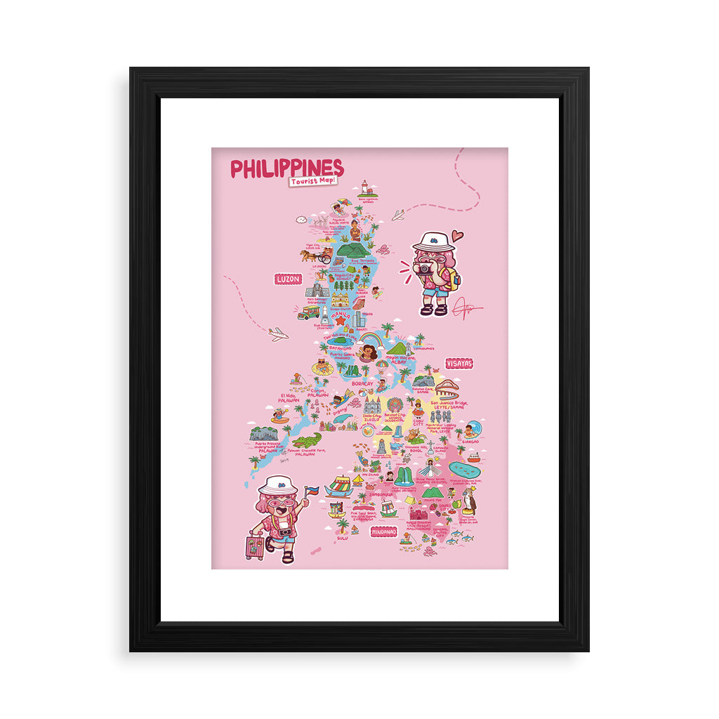 Tourist Attraction Map PH local Archipelago Wall Decoration Decor Idea Souvenir Gift Pink Pinky Cute style Dumaguete city graphic artist illustration Luzon Visayas Mindanao PINTA PH Maps