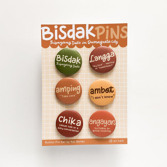 Bisayang Dako (BisDak) In Dumaguete City Button Pins Set by Kat Banay