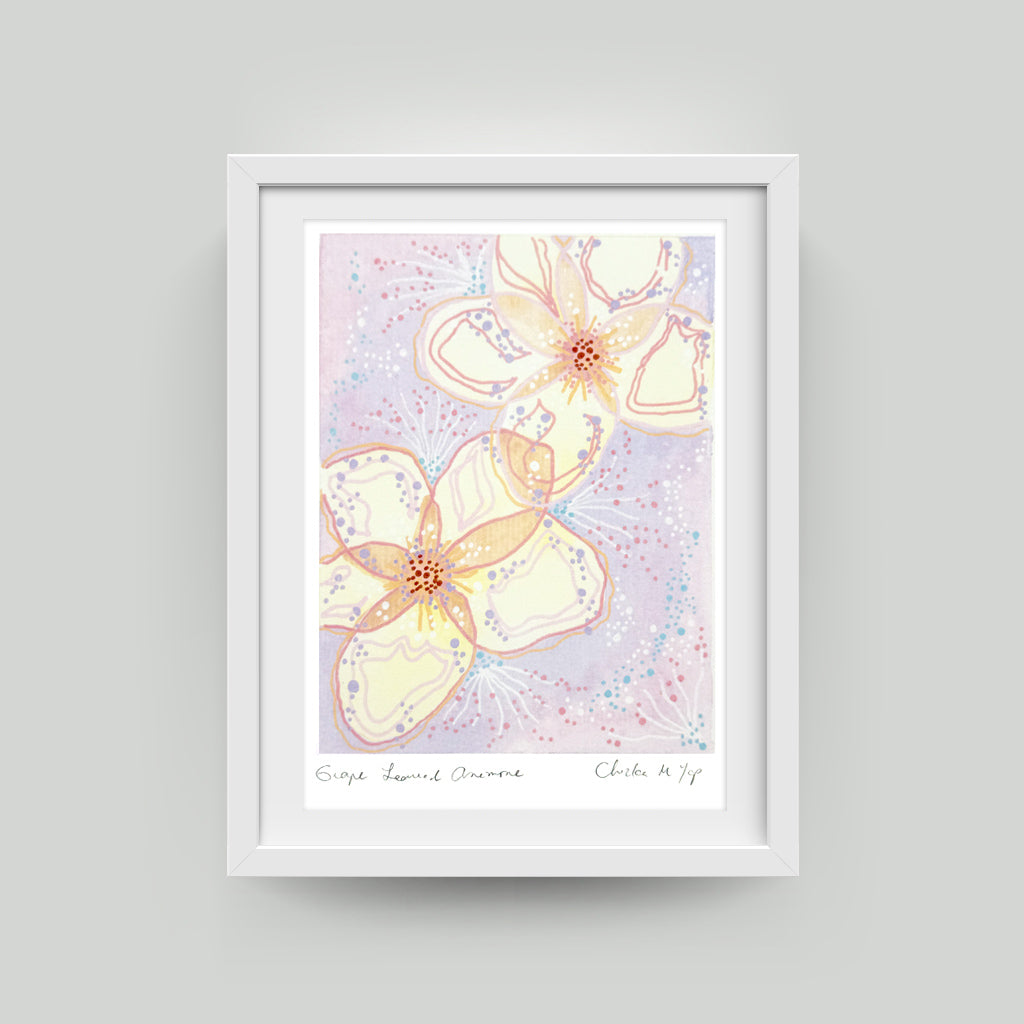 Grape Leaved Anemone Art Print by Purple Seaweed Studio