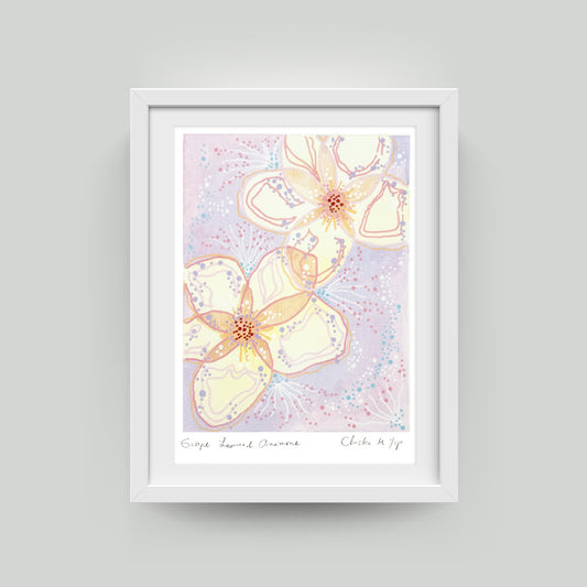 Grape Leaved Anemone Art Print by Purple Seaweed Studio