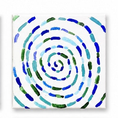 Original artwork, Dumaguete City, Negros Oriental, Philippines, Filipino artist, Enrique Macias, acrylic on canvas, mini artwork collection, authentic art, colorful wall decor, creative gift, nature-inspired art, Pinspired Art Gallery, MICRA Art Show, vibrant colors, ocean waves, sun, spiral patterns, geometric shapes, tropical landscape, blue, green, orange, pink, and yellow artwork.