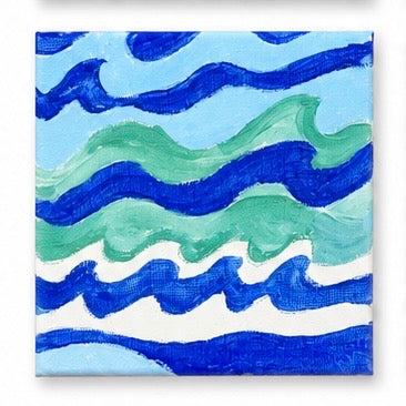 Original artwork, Dumaguete City, Negros Oriental, Philippines, Filipino artist, Enrique Macias, acrylic on canvas, mini artwork collection, authentic art, colorful wall decor, creative gift, nature-inspired art, Pinspired Art Gallery, MICRA Art Show, vibrant colors, ocean waves, sun, spiral patterns, geometric shapes, tropical landscape, blue, green, orange, pink, and yellow artwork.
