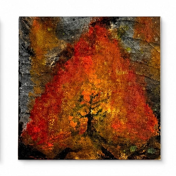 Original artwork, Dumaguete City, Negros Oriental, Philippines, Filipino artist, acrylic, canvas, mini artwork, authentic, wall decor, gift, nature art, creative, tourist, Pinspired Art Gallery, MICRA Art Show, four-piece set, blue sky, autumn tree, apple tree, ocean wave