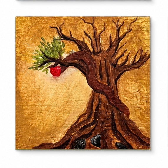 Original artwork, Dumaguete City, Negros Oriental, Philippines, Filipino artist, acrylic, canvas, mini artwork, authentic, wall decor, gift, nature art, creative, tourist, Pinspired Art Gallery, MICRA Art Show, four-piece set, blue sky, autumn tree, apple tree, ocean wave