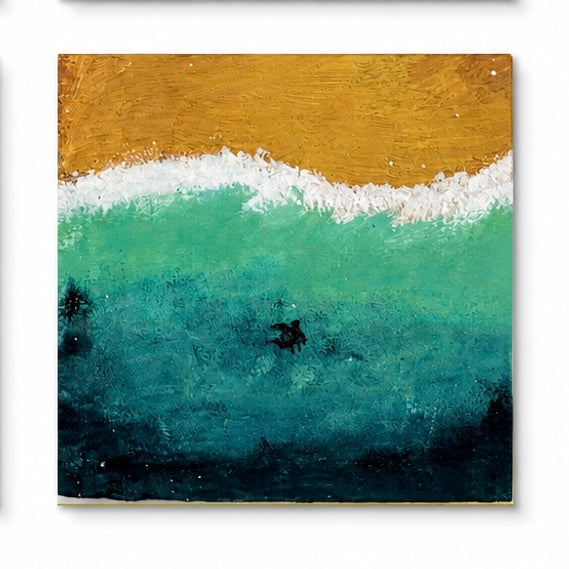 Original artwork, Dumaguete City, Negros Oriental, Philippines, Filipino artist, acrylic, canvas, mini artwork, authentic, wall decor, gift, nature art, creative, tourist, Pinspired Art Gallery, MICRA Art Show, four-piece set, blue sky, autumn tree, apple tree, ocean wave