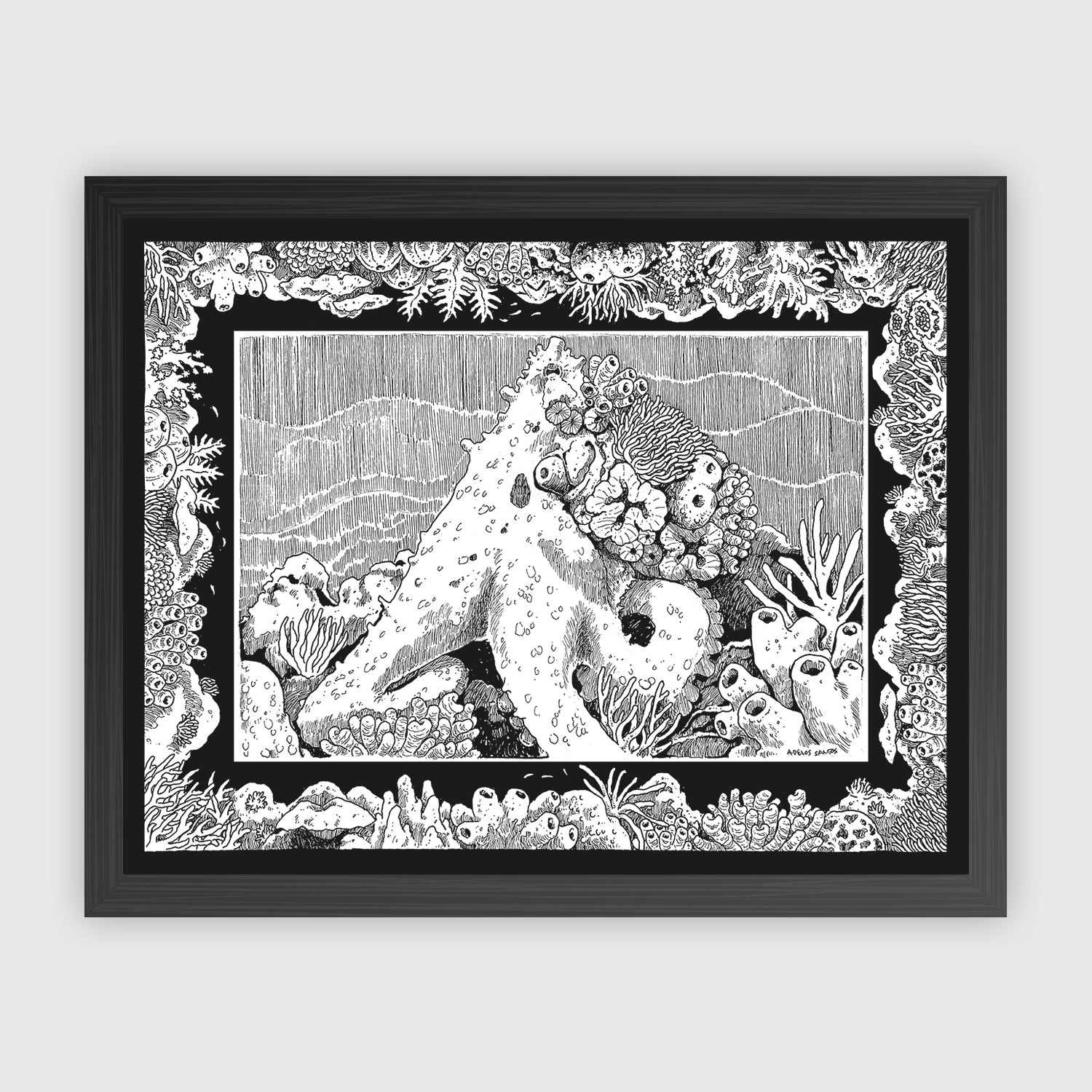 Angelo Delos Santos, Dumaguete Inker, Artwork, Pen and ink, exhibition, original, marine creatures, conservation, Filipino, artist, art Philippines, Negros Oriental, Dumaguete city, Pinspired Art Souvenirs, The Henry Resort, Octopus, dive, diving, diver,