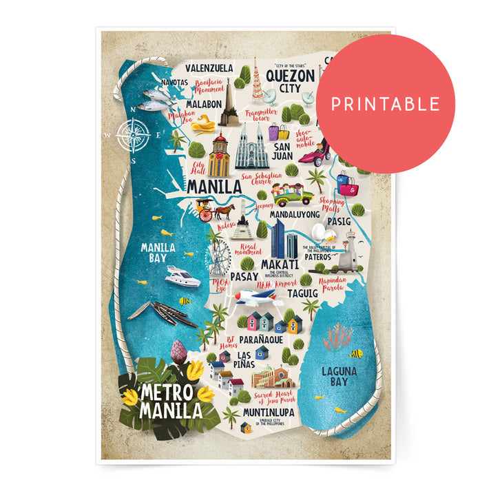 Metro Manila Map Printable Wall Art Poster – Pinspired Art Souvenirs