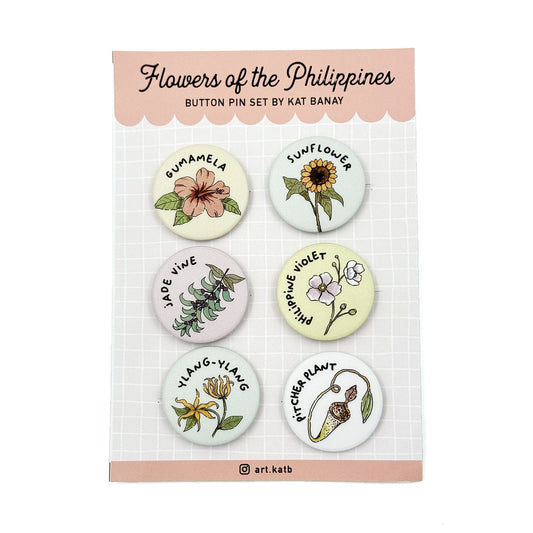Flower of the Philippines Button Pins Set by Kat Banay