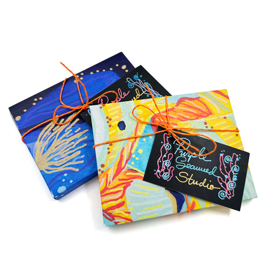 coral fish, corals, art, illustration, handmade, Chezka M Yap, artist, Cebu, Filipino, Philippines, artsy, artistic, gift, box, greeting, card, envelopes, set, tourist,  underwater, snorkeling, diving, colorful, cute, fishes, box