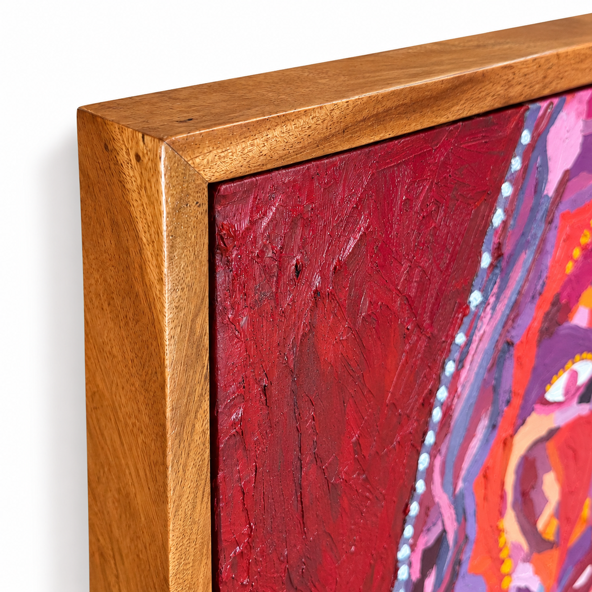 Oil paint, textured, Girl, Filipina, original artwork, Dumaguete artist, red, pink, orange, purple, cross, portrait, Pinspired Art Gallery