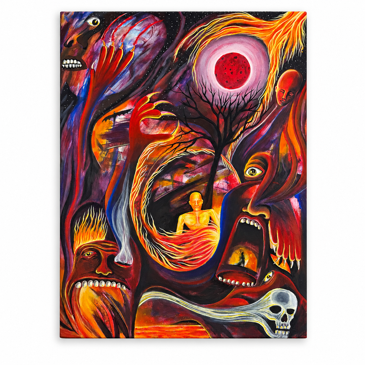 surrealist, canvas, art, original, artwork, Pinspired Art Gallery, abstract, Dr. Deadlocks, tatoo artist, Dumaguete city, Filipino, Philippines, fire, decor