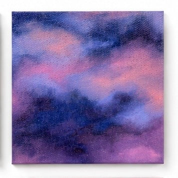 Original artwork by Skye Benito featuring expressive eyes and dreamy skies, vibrant colors, soft textures, colorful contemporary art, mixed media canvas, Filipino artist, emotional artwork, abstract textures, pink, blue, purple, green, gold, and orange tones, wall decor, Harmony in Hues.