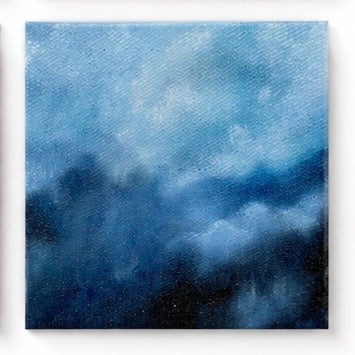 Original artwork by Skye Benito featuring expressive eyes and dreamy skies, vibrant colors, soft textures, colorful contemporary art, mixed media canvas, Filipino artist, emotional artwork, abstract textures, pink, blue, purple, green, gold, and orange tones, wall decor, Harmony in Hues.