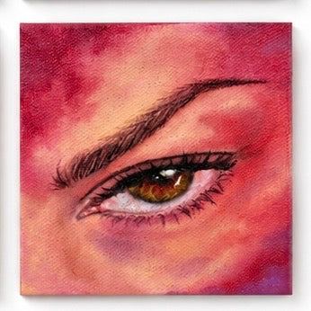Original artwork by Skye Benito featuring expressive eyes and dreamy skies, vibrant colors, soft textures, colorful contemporary art, mixed media canvas, Filipino artist, emotional artwork, abstract textures, pink, blue, purple, green, gold, and orange tones, wall decor, Harmony in Hues.