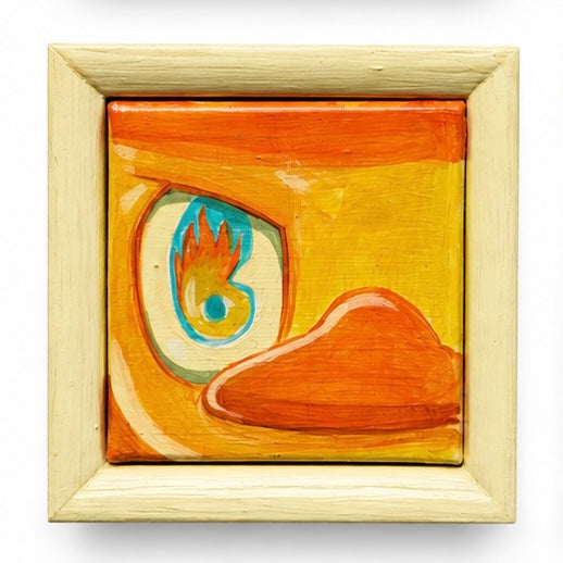 Original artwork, Dumaguete City, Negros Oriental, Philippines, Filipino artist Moshi Dokyo, acrylic on canvas, mini artwork, authentic, wall decor, gift, colorful art, duck art, cartoon duck, yellow duck, playful characters, whimsical art, bold colors, teal blue, orange and yellow, expressive faces, creative, tourist, Pinspired Art Gallery, MICRA Art Show.