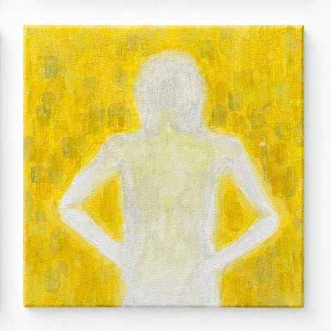Original artwork by Yomi, Dumaguete City, Negros Oriental, Philippines, Filipino artist, acrylic on canvas, mini artwork, authentic, abstract figurative art, human silhouettes, profile, raised hand, self-expression, emotions, identity, inner journey, self-discovery, pink, teal, blue, and yellow artwork, creative art, wall decor, gift, tourist art, Pinspired Art Gallery, MICRA Art Show, Journey Like a Pilgrim.
