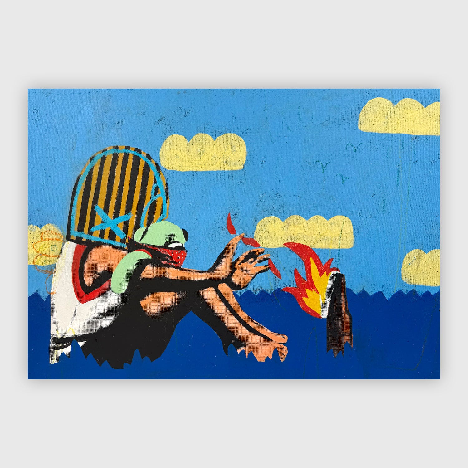 Karatula, Dumaguete Art Scene, Pinspired Art Gallery, Collector, Original, Artwork, Artist, Filipino, Philippines, Book inspired, Exhibition, Book: Ang munting gamo-gamo, Contemporary, Acrylic, Canvas, Blue