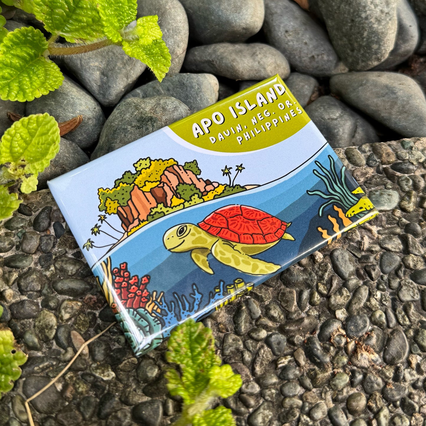 Apo Island Rectangular Magnet by Kat Banay