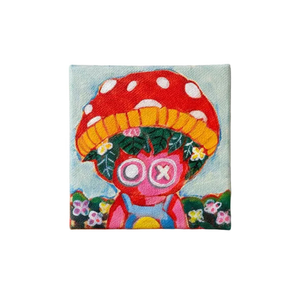Original Artworks, Acrylic on Canvas, Micra, 2026, human, cute, vibrant, whimsical, green, flowers, gift, 4x4 size, colorful, child like, celebratory, divorce, inspired, gift, 