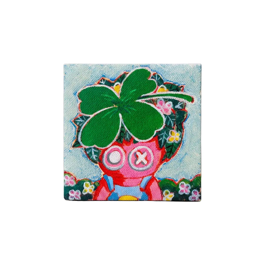 Original Artworks, Acrylic on Canvas, Micra, 2026, human, cute, vibrant, whimsical, green, flowers, gift, 4x4 size, colorful, child like, celebratory, divorce, inspired, gift, 
