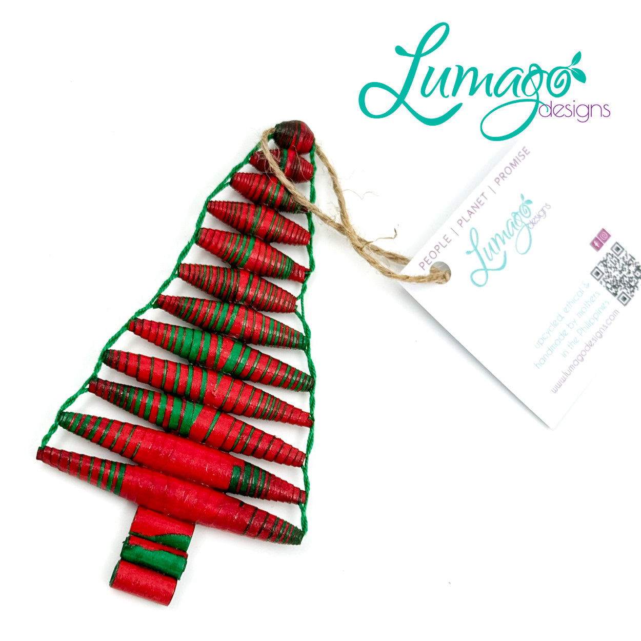 Lumago Designs, Ethical Jewellery, Sustainable, Home decoration, Christmas tree, ornaments, recycled, recycling paper, paper beads, craftsmanship, Filipino woman, art, artist