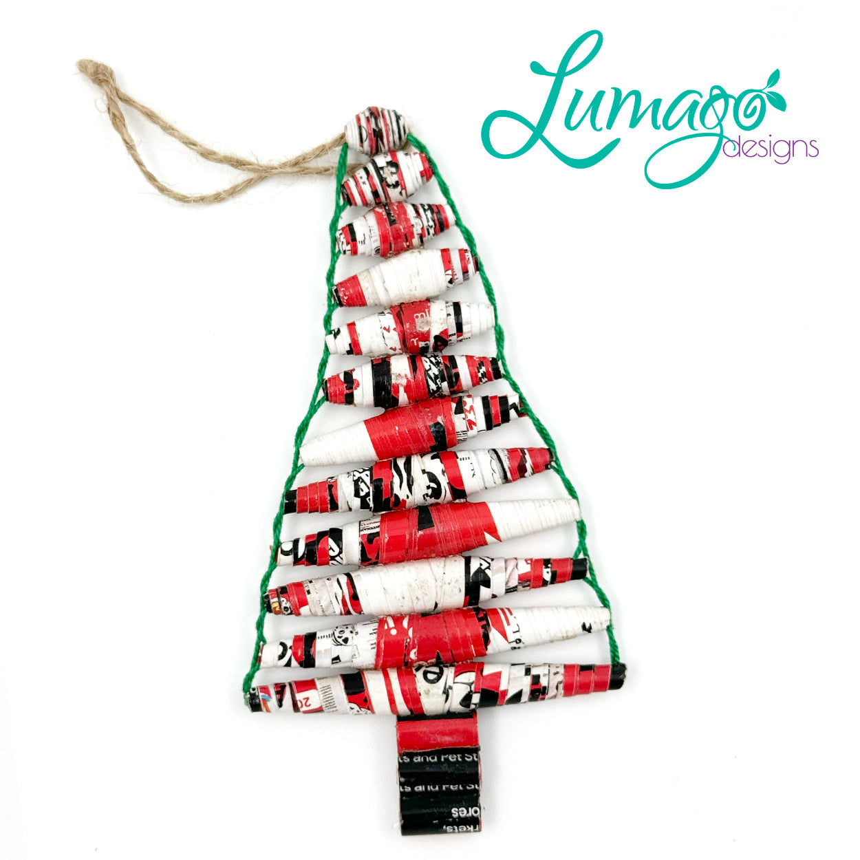 Lumago Designs, Ethical Jewellery, Sustainable, Home decoration, Christmas tree, ornaments, recycled, recycling paper, paper beads, craftsmanship, Filipino woman, art, artist