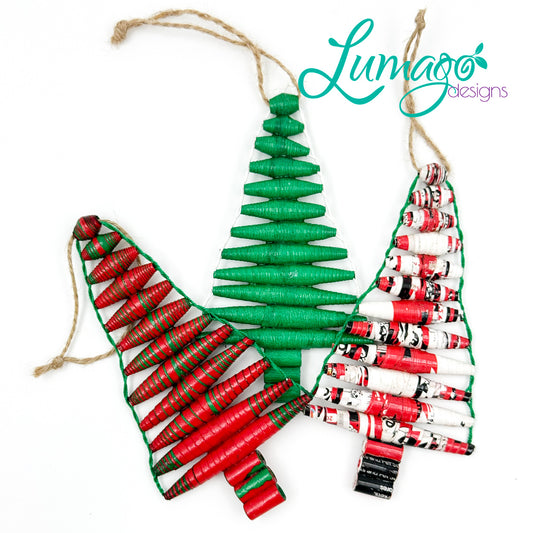 Lumago Designs, Ethical Jewellery, Sustainable, Home decoration, Christmas tree, ornaments, recycled, recycling paper, paper beads, craftsmanship, Filipino woman, art, artist