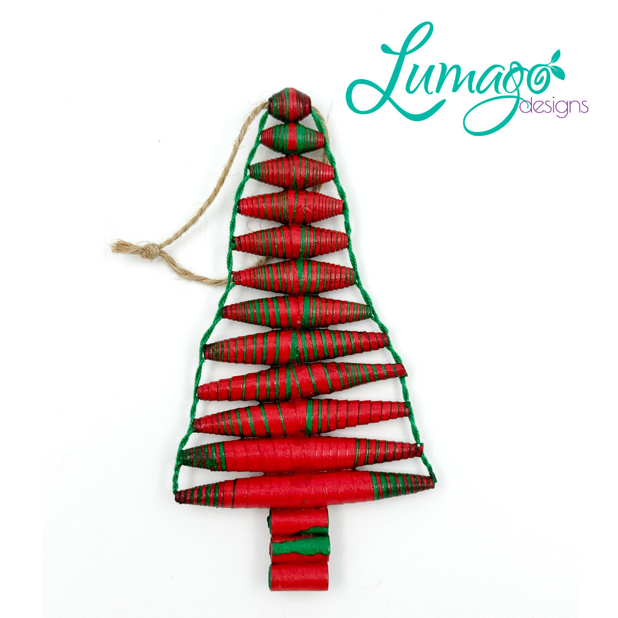 Lumago Designs, Ethical Jewellery, Sustainable, Home decoration, Christmas tree, ornaments, recycled, recycling paper, paper beads, craftsmanship, Filipino woman, art, artist