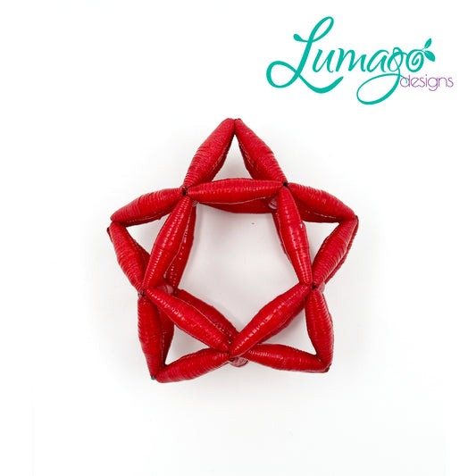 Lumago Designs, Ethical Jewellery, Sustainable, Home decoration, Christmas star, ornaments, recycled, recycling paper, paper beads, craftsmanship, Filipino woman, art, artist, Parol