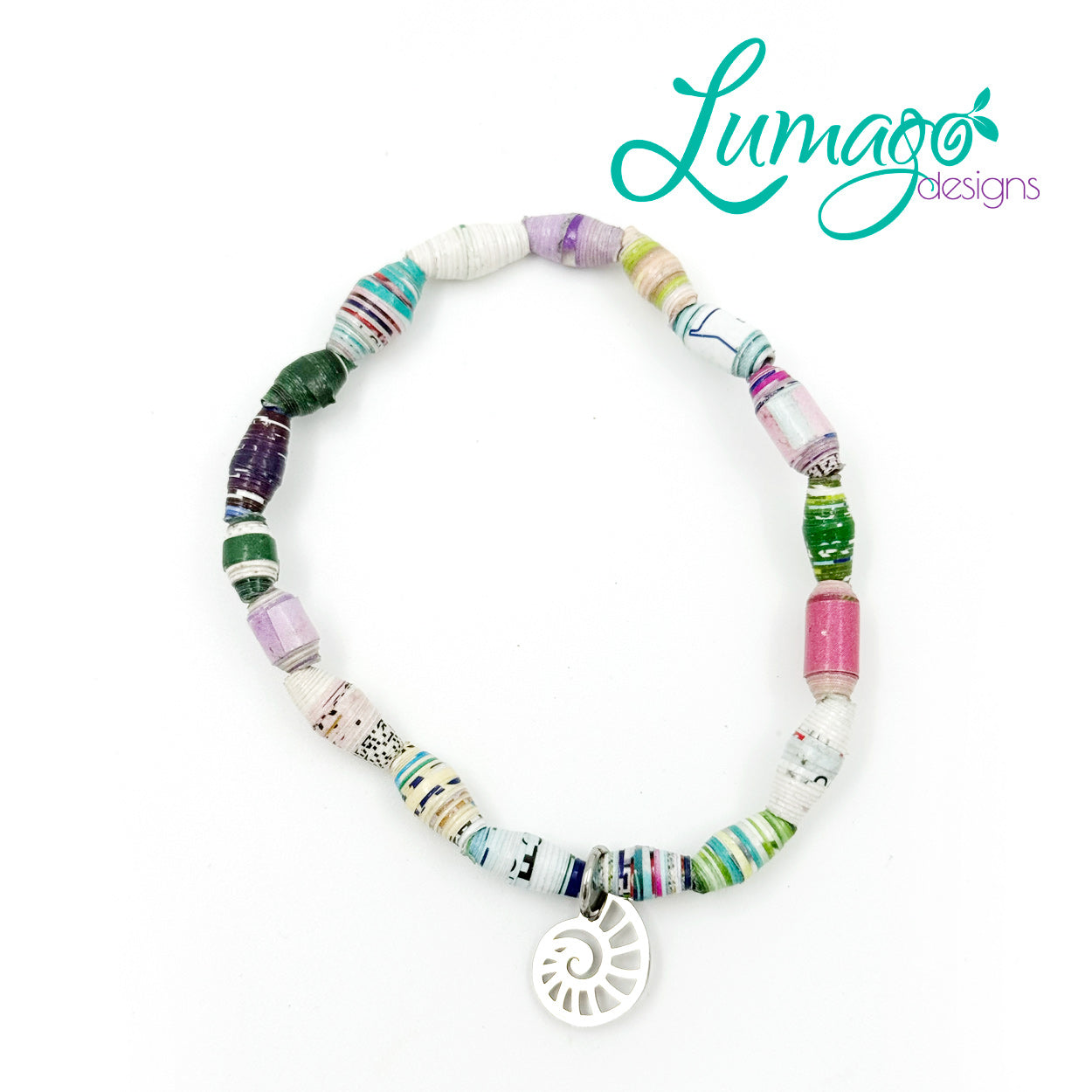 Lumago Designs, Ethical Jewellery, Sustainable, Rubber Band, recycled, recycling paper, paper beads, craftsmanship, Filipino woman, art, artist, jewellery, earrings, bracelet, bead