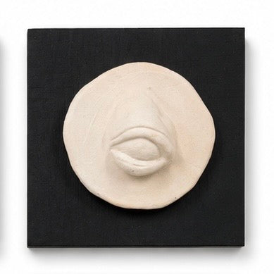 Original artwork, Dumaguete City, Negros Oriental, Philippines, Filipino artist Mikoo Cataylo de Leon, handcrafted sculpture, eye relief, ceramic art, clay artwork, sculptural art, organic shapes, textured surface, minimalist art, monochromatic artwork, handmade art, authentic artwork, wall decor, creative art, Pinspired Art Gallery, MICRA Art Show, eye sculpture, abstract eye, geometric forms, natural clay tones, contemporary art, gallery artwork