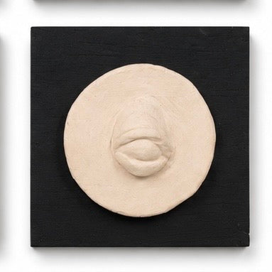 Original artwork, Dumaguete City, Negros Oriental, Philippines, Filipino artist Mikoo Cataylo de Leon, handcrafted sculpture, eye relief, ceramic art, clay artwork, sculptural art, organic shapes, textured surface, minimalist art, monochromatic artwork, handmade art, authentic artwork, wall decor, creative art, Pinspired Art Gallery, MICRA Art Show, eye sculpture, abstract eye, geometric forms, natural clay tones, contemporary art, gallery artwork
