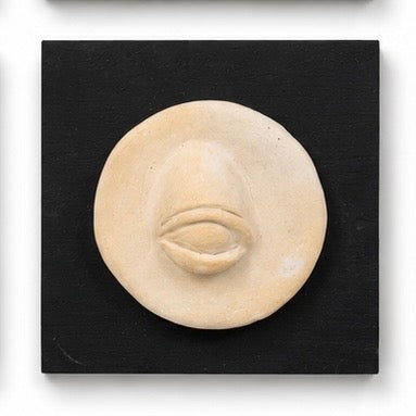 Original artwork, Dumaguete City, Negros Oriental, Philippines, Filipino artist Mikoo Cataylo de Leon, handcrafted sculpture, eye relief, ceramic art, clay artwork, sculptural art, organic shapes, textured surface, minimalist art, monochromatic artwork, handmade art, authentic artwork, wall decor, creative art, Pinspired Art Gallery, MICRA Art Show, eye sculpture, abstract eye, geometric forms, natural clay tones, contemporary art, gallery artwork