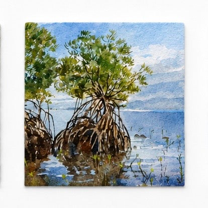 Original artworks by Yul Gabriel F. Dionson, Dumaguete City, Negros Oriental, Philippines, Filipino artist, watercolor, canvas, mini artwork, authentic, wall decor, gift, nature art, landscape art, mountain scenery, lake, forest, bird, waterfall, mangrove tree, coastal scenery, sea turtle, ocean, blue waters, wildlife, tropical nature, creative artwork, tourist art, Pinspired Art Gallery, MICRA Art Show, From Mountain to Sea: Negros Oriental.