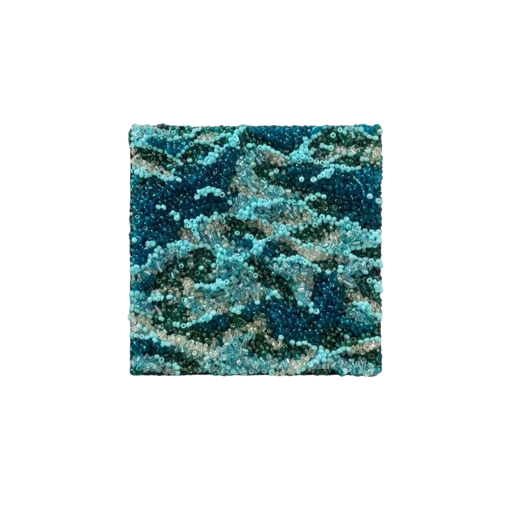 Micra, original artwork, Dumaguete artist, Dumaguete city, textured art works, 4x4 size beads, blue, red, metallic beads, element, beadwork,