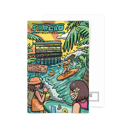 Cloud 9, surf, surfing, local, pinoy, art, Philippines, Filipino, surf culture, card, postcrossing, post, PHL, beach vibes, tourist, fun, cute