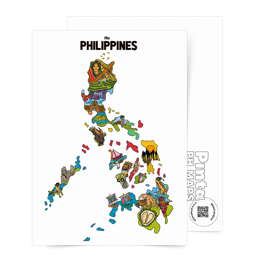 Luzon Visayas Mindanao Filipino Dumaguete city graphic artist map project exhibit Negros Oriental Pinspired Art Souvenirs Postcrossing PHL Post Office Snailmail postcard A Pinta PH Maps Philippines Tourist Gift Hotel Hostel Resort gift idea Archipelago Artsy Attractions Historic Places Geographic