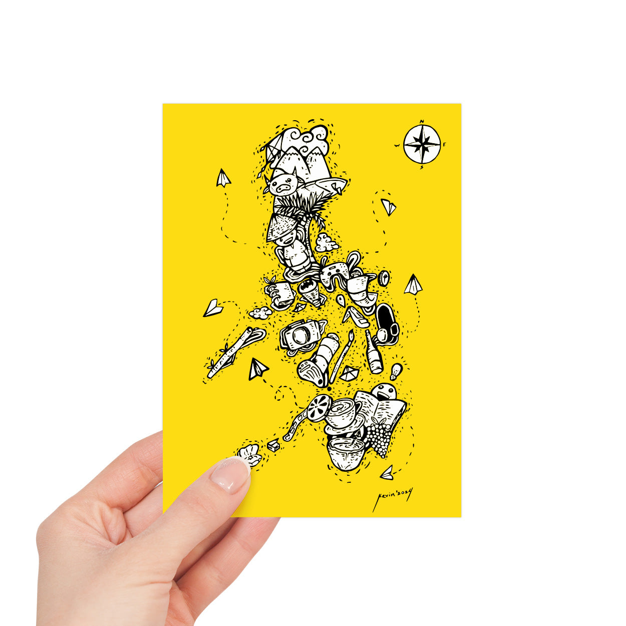 PH Map Doodle Drawing Hand Drawn Illustration Art Artsy Style Dumaguete city Artist Pinspired Art Souvenirs Yellow Black and White Snailmail Postcrossing PHL Post actual size