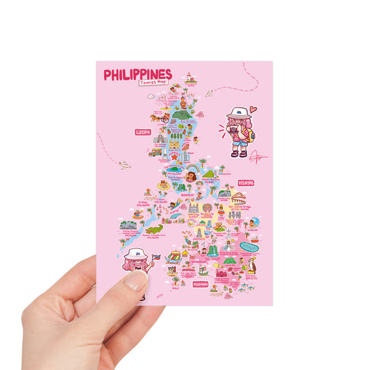 Tourist Attraction Map PH local Archipelago Wall Decoration Decor Idea Souvenir Gift Pink Pinky Cute style Dumaguete city graphic artist illustration Luzon Visayas Mindanao PINTA snailmail pinky postcrossing PHL post send a postcard mailbox collectible collection cute actual size