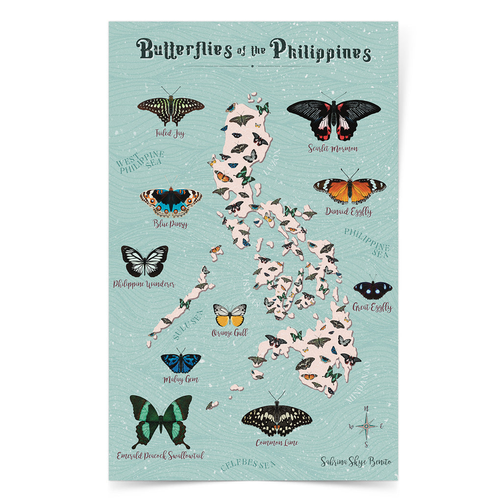 Filipino artist graphic butterfly species local pinoy coloured wall decoration decor idea tourist map art print artwork collection 
