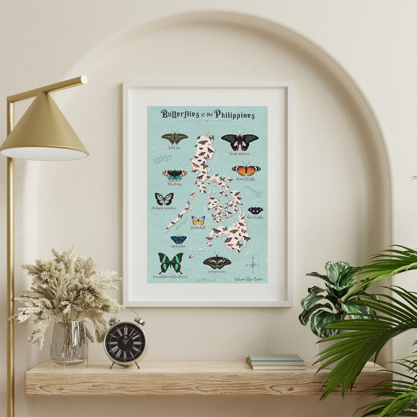 Filipino artist graphic butterfly species local pinoy coloured wall decoration decor idea tourist map art print artwork collection framed framing modern interior