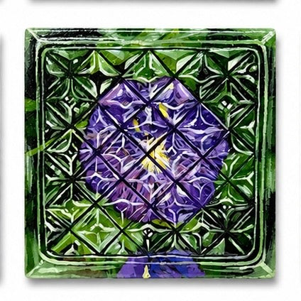 Original artwork, Dumaguete City, Negros Oriental, Philippines, Filipino artist, Rxndr, botanical art, tropical plants, floral artwork, canvas, mixed-media style, authentic, wall decor, gift, nature art, creative, tourist, Pinspired Art Gallery, MICRA Art Show, Plantas Pequeñas, bird of paradise, banana plant, tropical flowers, pink ginger flower, purple flower, geometric patterns, vibrant green, orange, pink, purple, colorful nature.