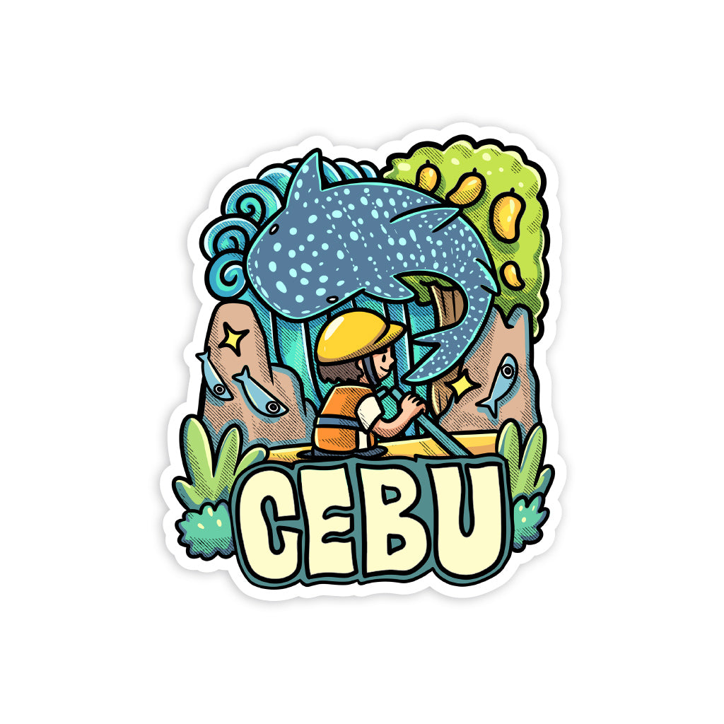 island, vibes, colorful, cute, sticker, Moshi Dokyo, illustration, art, Adventure, Cebu Island, Philippines, Filipino, art scene, Pinspired Art Souvenirs, tourist, whale shark, kayak, Sugbo, PH
