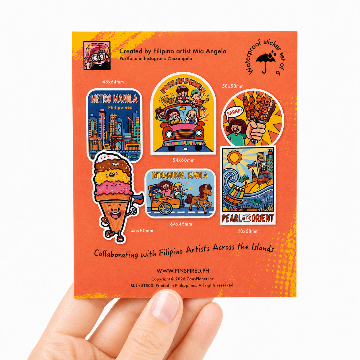 Philippines, Filipino artist, art, Manila, Metro Manila, cute, illustration, art, artsy, souvenir, Island, island vibes, stick, sticker pack, creative, gift, gift idea,  Island hopping, waterproof, colorful, Pearl of the Orient, gelato, ice cream, Sarap, jeepney, Mia Angela, Dumaguete City, Negros Oriental, Intramuros, pack