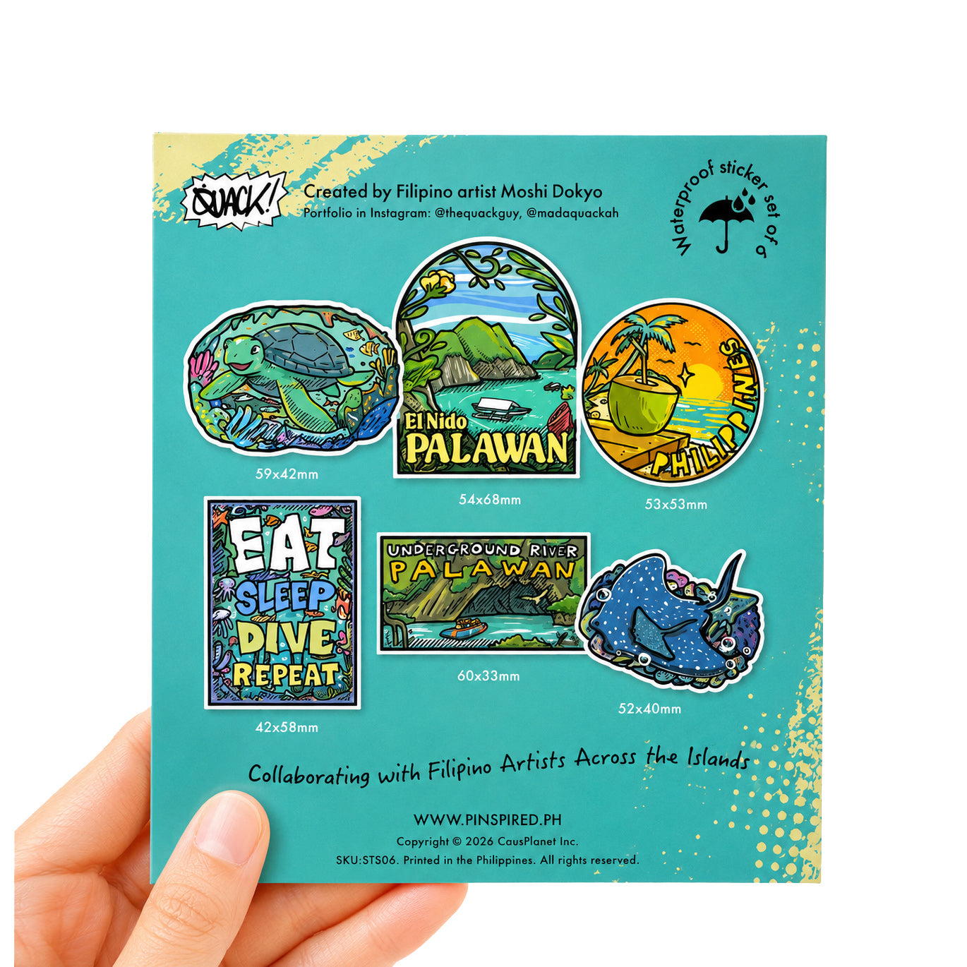 El Nido, Dive, Diving, Green Sea Turtle, Paradise, manta ray, Filipino, cute, illustration, art, artsy, souvenir, Underground River, Island, island vibes, stick, sticker pack, creative, gift, gift idea, Philippines, Island hopping, waterproof, colorful, pack